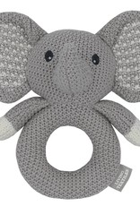 Living Textiles Living Textiles Whimsical Knitted Ring Rattle -  Mason the Elephant