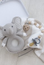 Living Textiles Living Textiles Whimsical Knitted Ring Rattle -  Mason the Elephant
