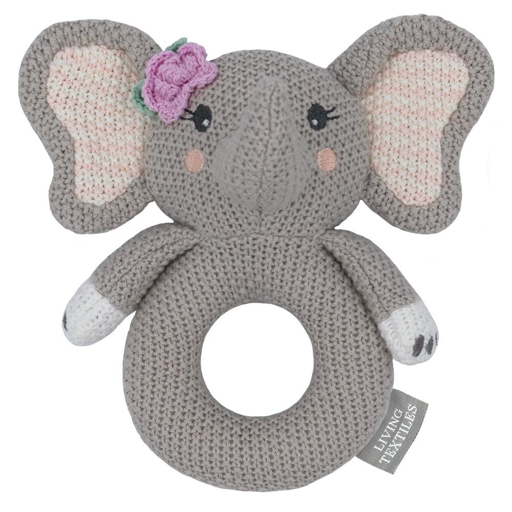 Living Textiles Living Textiles Whimsical Knitted Ring Rattle - Ella the Elephant