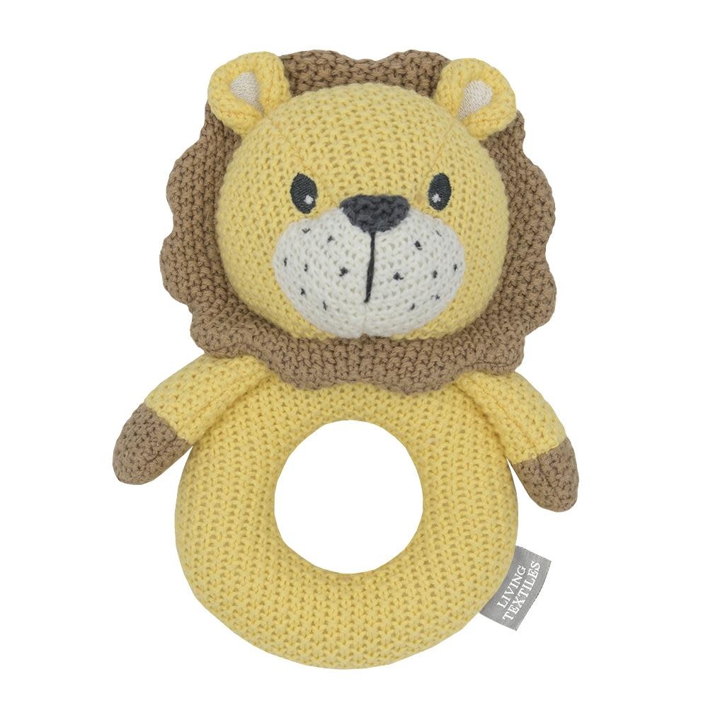 Living Textiles Living Textiles Whimsical Knitted Ring Rattle - Leo the Lion