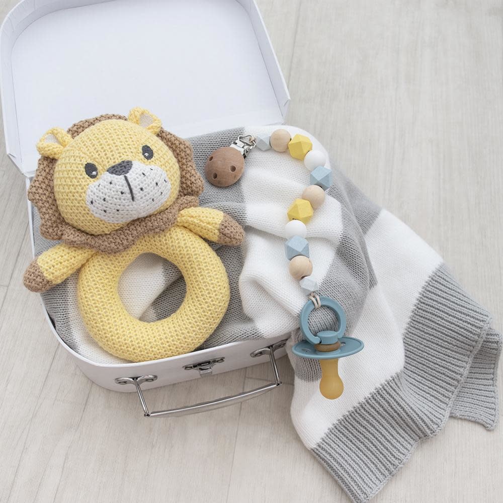 Living Textiles Living Textiles Whimsical Knitted Ring Rattle - Leo the Lion