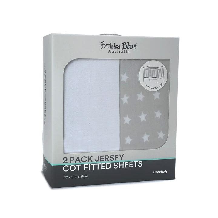 Bubba Blue Bubba Blue Everyday Essentials 2pk Jersey Cot Fitted Sheets