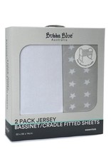 Bubba Blue Bubba Blue Everyday Essential 2pk Jersey Bassinet/Cradle Fitted Sheets White, White Grey Stars