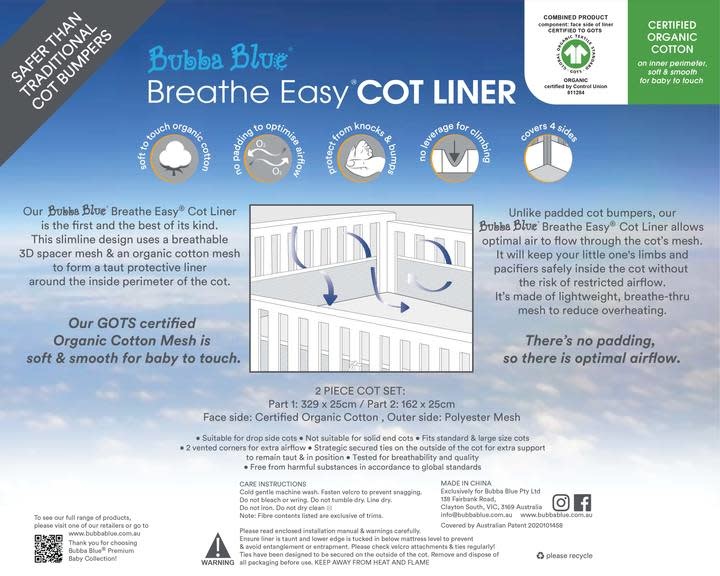 Bubba Blue Bubba Blue Breathe Easy Cot Liner