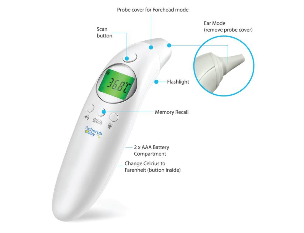 Cherub Baby Cherub Baby V2, 4 in 1 Infrared Digital Ear & Forehead Thermometer