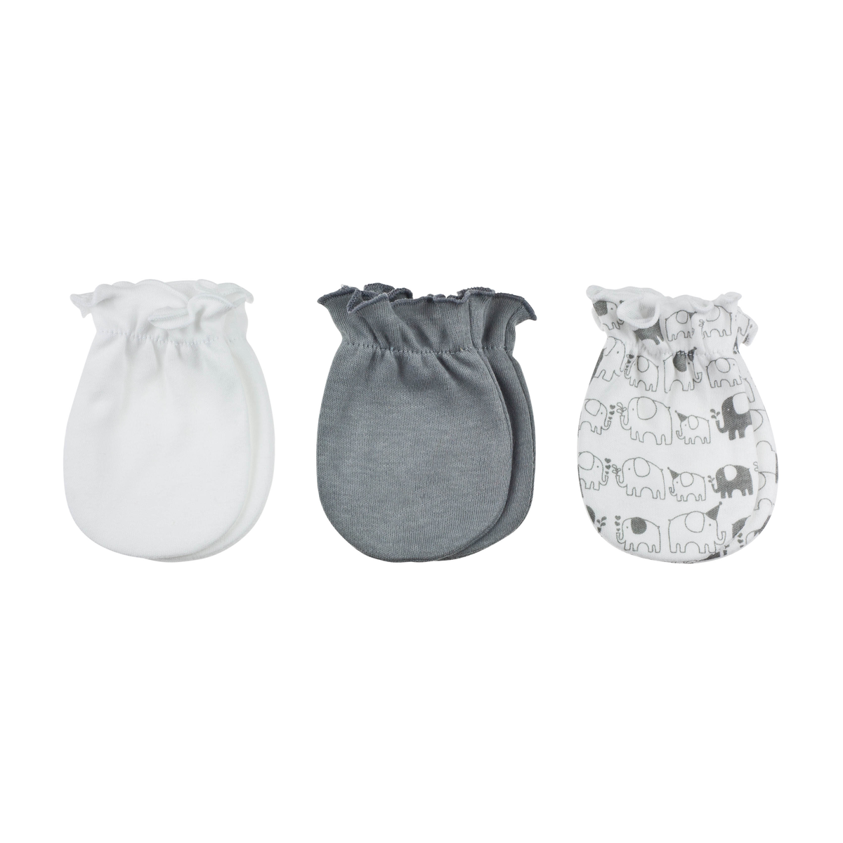 Playette Playette 3 Pack Fashion Mittens - Elephants/Grey/White