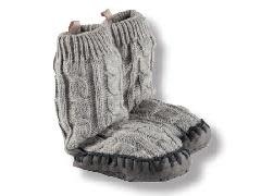 Playette Playette Grey Cable Slipper Socks
