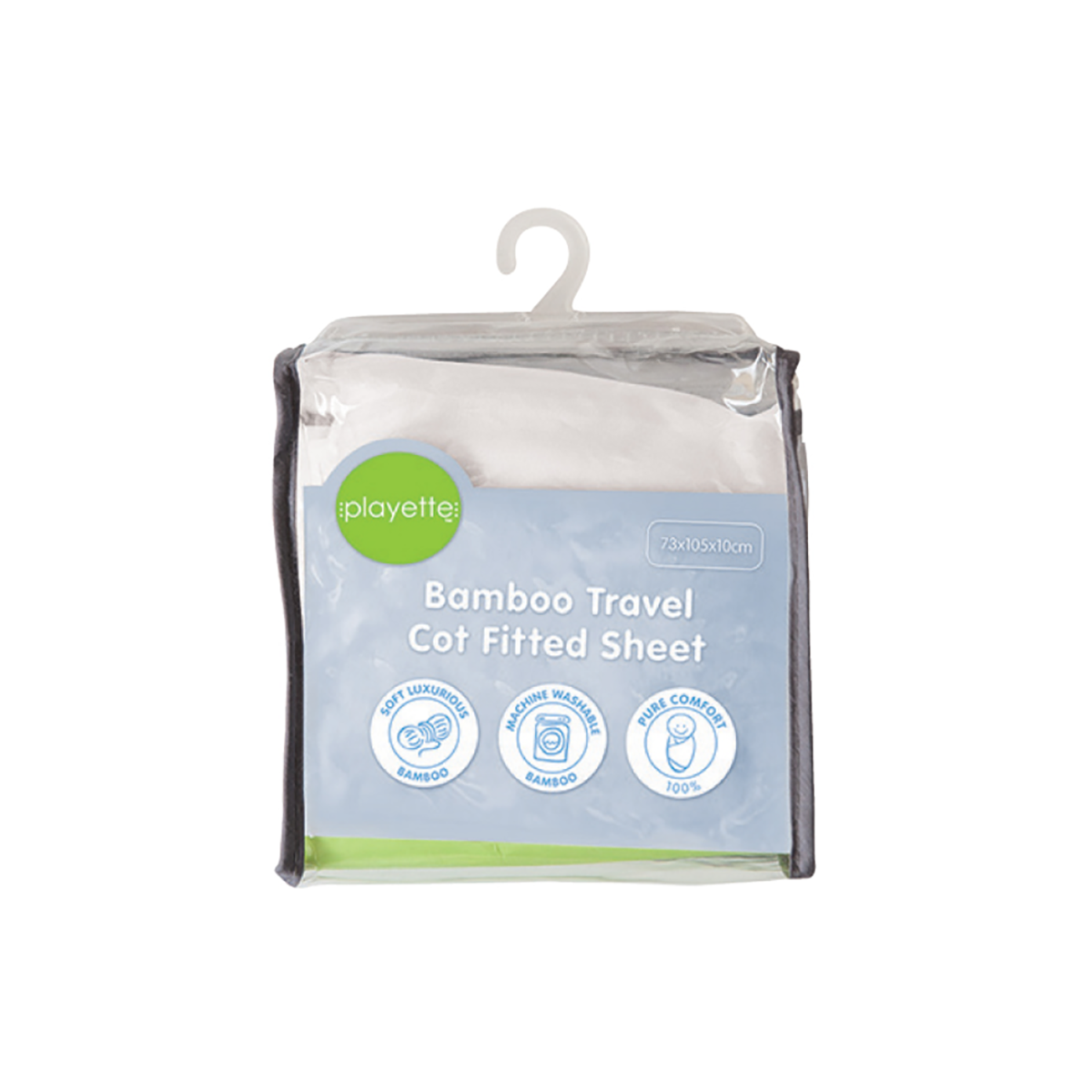 Playette Playette Bamboo Travel Cot Fitted Sheet - White