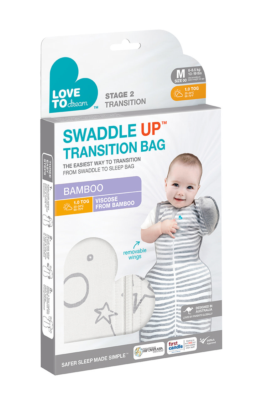 Love To Dream Love To Dream Swaddle UP™ Transition Bag Bamboo 1.0 TOG Cream- Moon & Stars