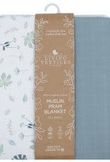 Living Textiles Living Textiles Organic Muslin Pram Blanket (75 x 100cm) - Banana Leaf/Teal