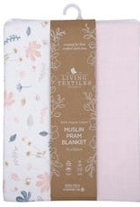 Living Textiles Living Textiles Organic Muslin Pram Blanket (75 x 100cm) - Botanical/Blush