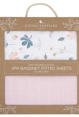 Living Textiles Living Textiles Botanical Organic Muslin 2pk Bassinet Fitted Sheet
