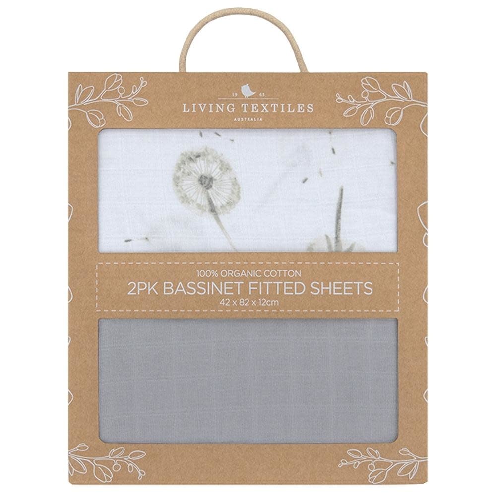 Living Textiles Living Textiles Dandelion Organic Muslin 2pk Bassinet Fitted Sheet