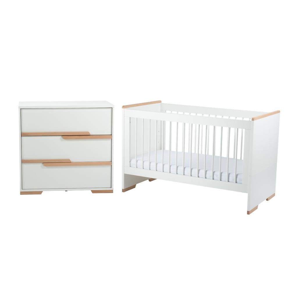 BabyRest BabyRest Poppy Nursery Package - Cot & Chest White/Beech