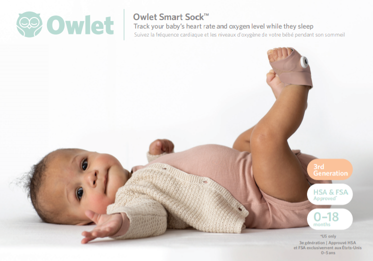 Owlet Owlet Smart Sock 3 with Dusty Rose Sock Set