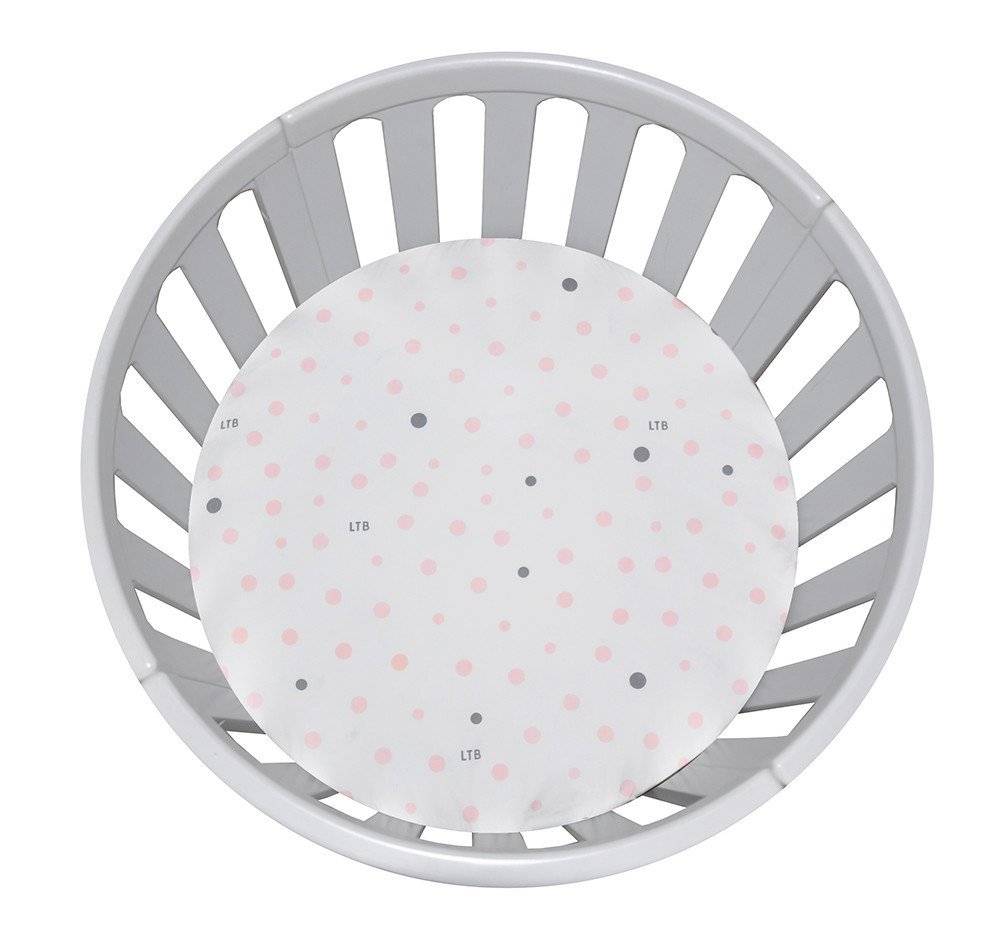 Little Turtle Little Turtle Circle Bassinet Fitted Sheet Woven Cotton Pale Pink & Grey Spots