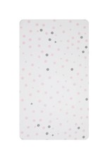 Little Turtle Little Turtle Rectangle Cot Fitted Sheet Woven Cotton Pale Pink & Grey Spots