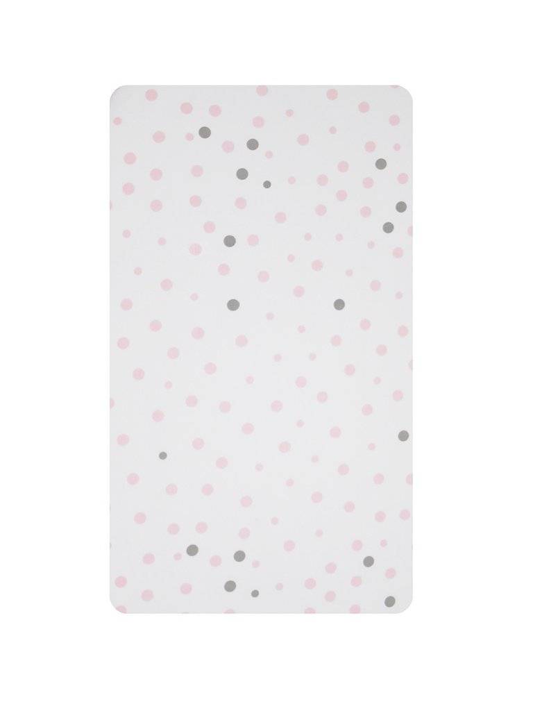 Little Turtle Little Turtle Rectangle Cot Fitted Sheet Woven Cotton Pale Pink & Grey Spots
