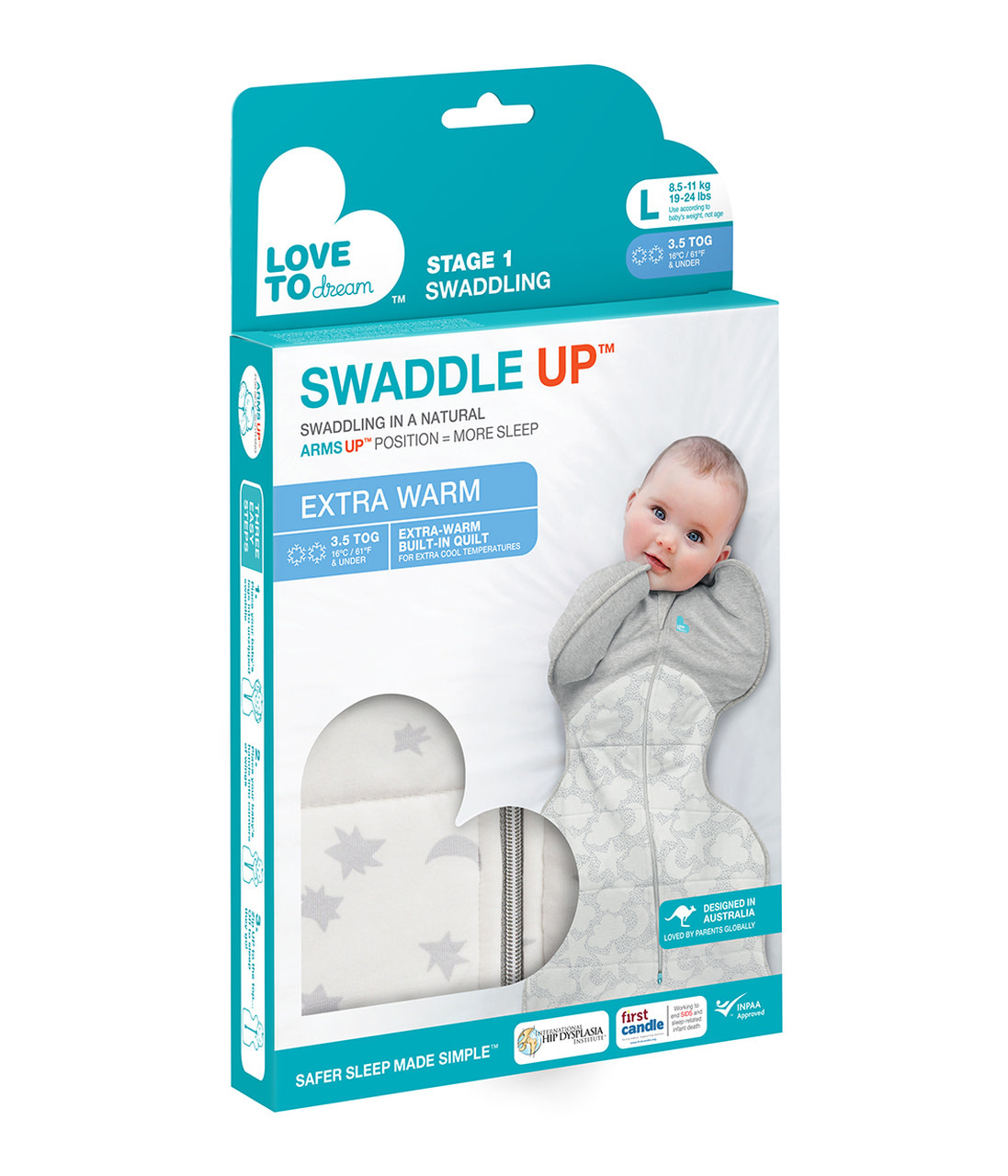 Love To Dream Love To Dream Swaddle UP™ Extra Warm 3.5 Tog White - Moonlight