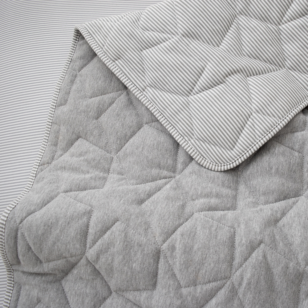 Living Textiles Living Textiles Jersey Cot Comforter - Star Quilted/Grey Melange