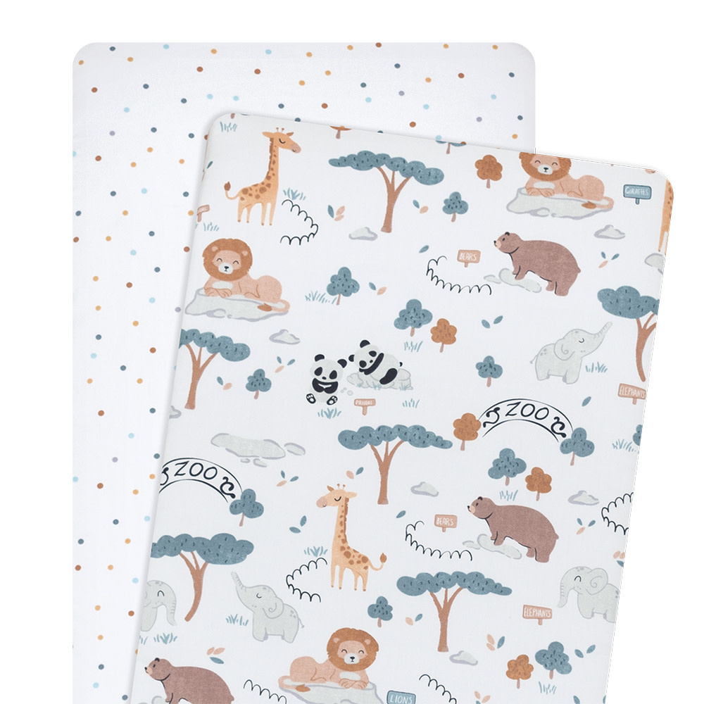 Lolli Living Lolli Living 2pk Bedside Sleeper Fitted Sheet - Day at the Zoo