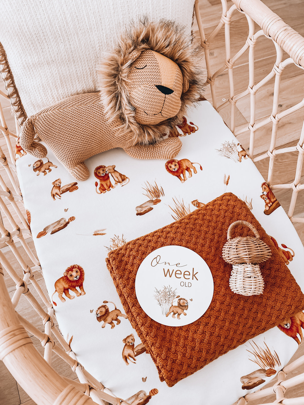 Snuggle Hunny Kids Snuggle Hunny Reversible Milestone Cards - Lion & Sunrise Gold