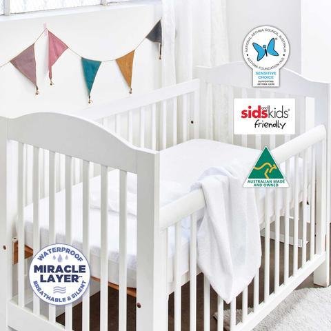 Protect-A-Bed Protect-A-Bed  Cotton Terry Cot White Fitted Cot 130x68cm