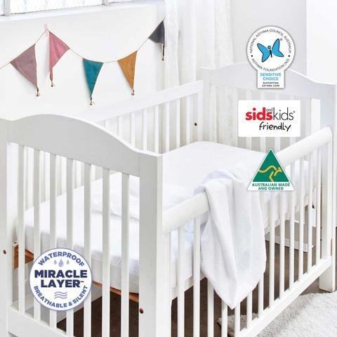 Protect-A-Bed Protect-A-Bed Terry Universal (Boori) Cotton White Fitted Cot 130x76cm