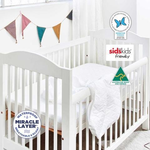 Protect-A-Bed Protect-A-Bed Universal (Boori) Cotton Woven Quilted Fitted Cot 130x76cm