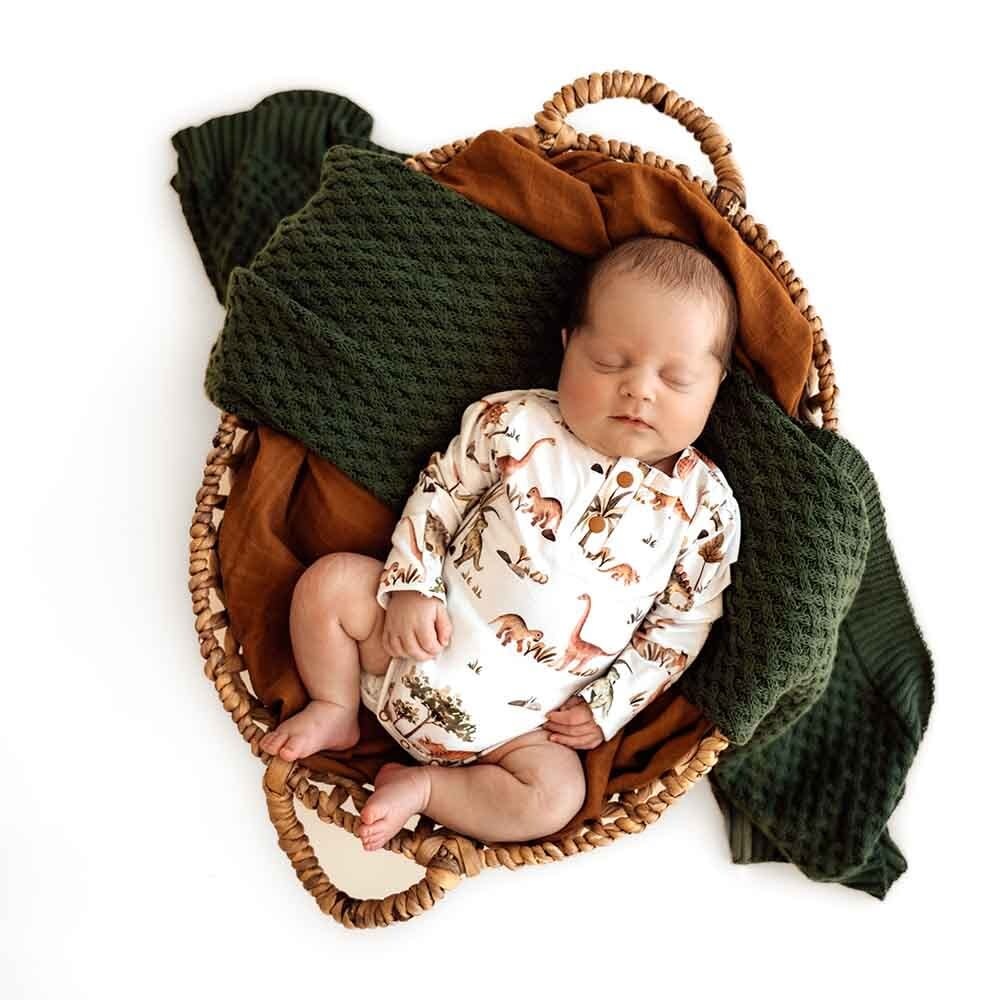 Snuggle Hunny Kids Snuggle Hunny Dino Long Sleeve Organic Bodysuit