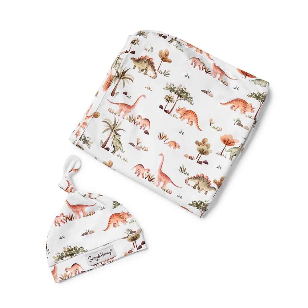 Snuggle Hunny Kids Snuggle Hunny Kids Dino Organic Jersey Wrap & Beanie Set
