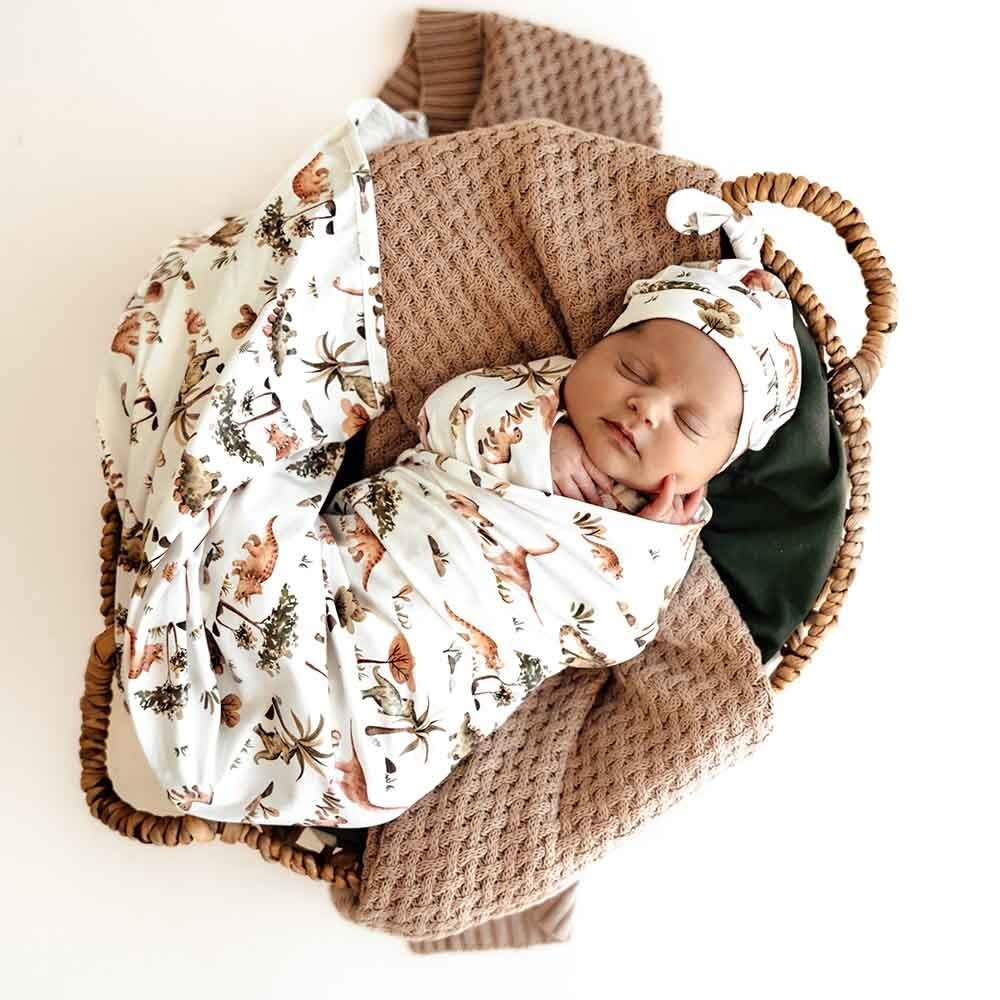 Snuggle Hunny Kids Snuggle Hunny Kids Dino Organic Jersey Wrap & Beanie Set