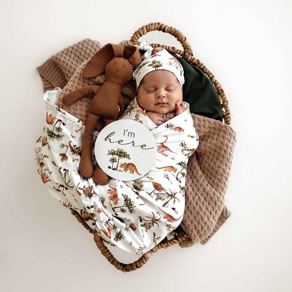 Snuggle Hunny Kids Snuggle Hunny Kids Dino Organic Jersey Wrap & Beanie Set