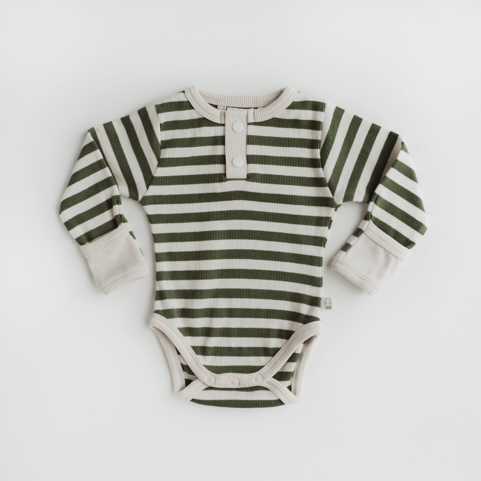 Snuggle Hunny Kids Snuggle Hunny Olive Stripe Long Sleeve Bodysuit