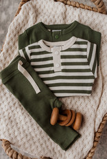 Snuggle Hunny Kids Snuggle Hunny Olive Stripe Long Sleeve Bodysuit