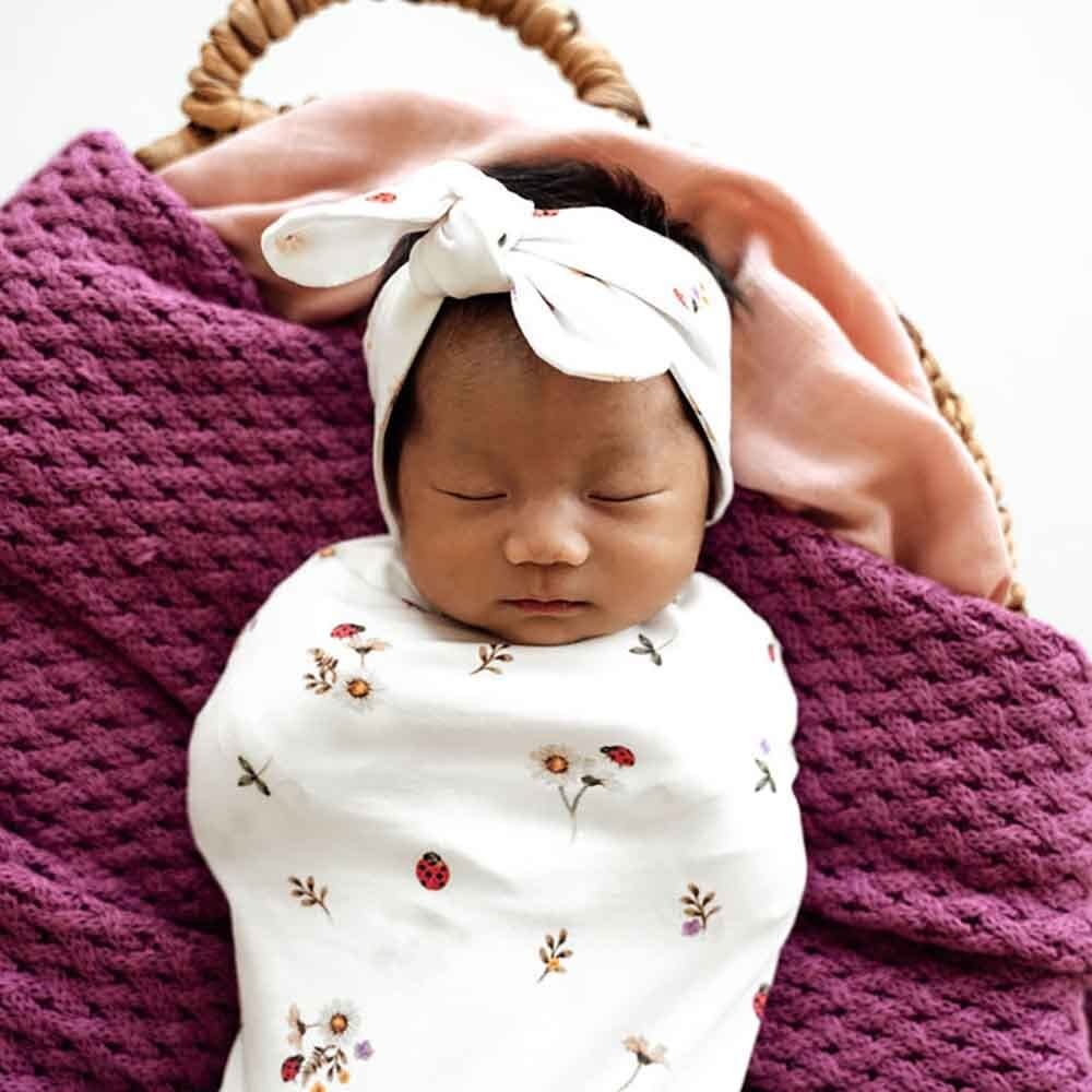 Snuggle Hunny Kids Snuggle Hunny Ladybug Organic Snuggle Swaddle & Topknot Set