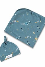 Snuggle Hunny Kids Snuggle Hunny Rocket Organic Jersey Wrap & Beanie Set