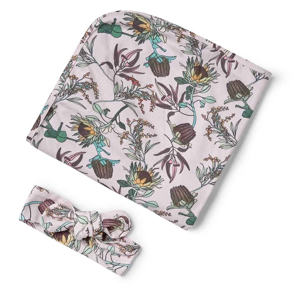 Snuggle Hunny Kids Snuggle Hunny Banksia Organic Jersey Wrap & Topknot Set
