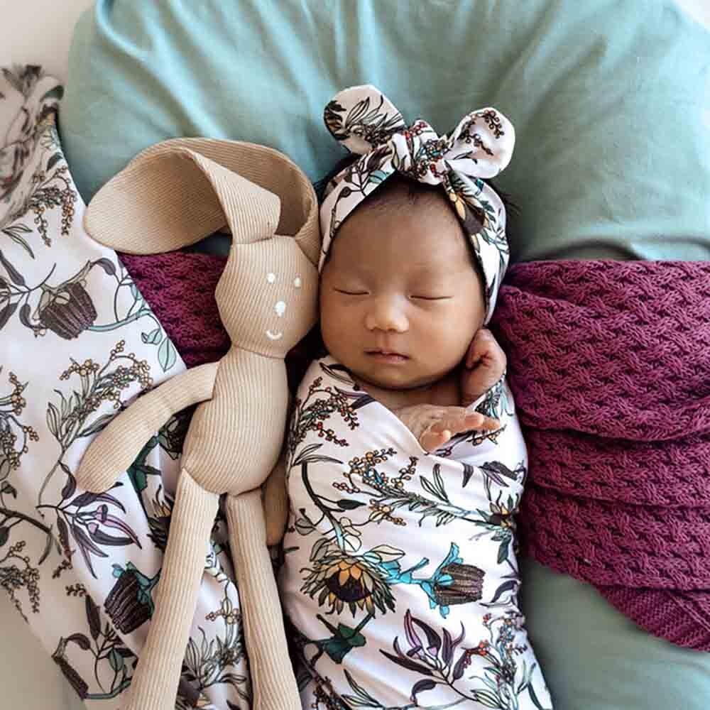 Snuggle Hunny Kids Snuggle Hunny Banksia Organic Jersey Wrap & Topknot Set