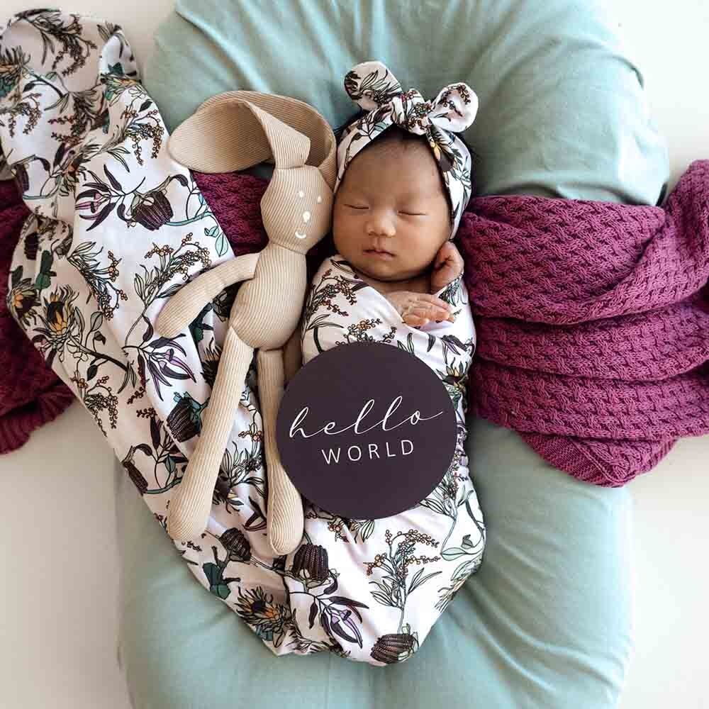 Snuggle Hunny Kids Snuggle Hunny Banksia Organic Jersey Wrap & Topknot Set