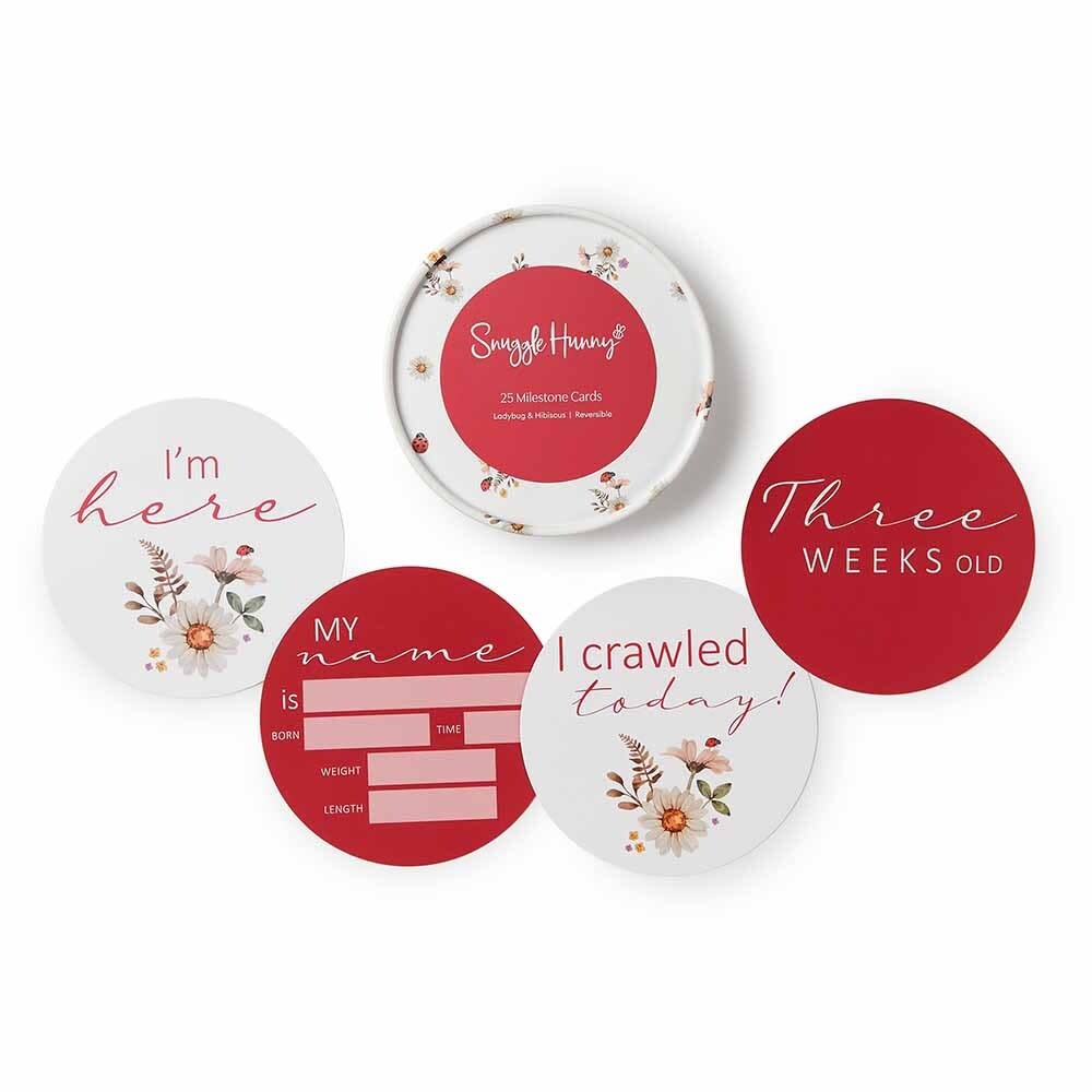 Snuggle Hunny Kids Snuggle Hunny Ladybug & Hibiscus Reversible Milestone Cards