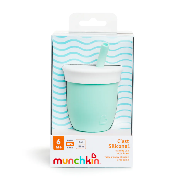 Munchkin Munchkin 4oz C’est Silicone Training Cup with Straw - 1pk (Mint)