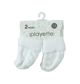 Playette 2 Pack Essential Bootie Socks 0-3 mths - White