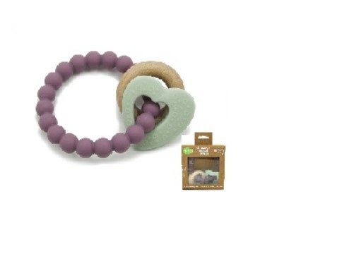 Playette Playette Silicone & Wood Heart Teether