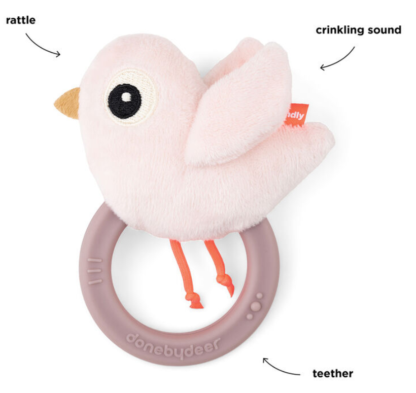 Done By Deer Done By Deer Sensory Rattle with teether Birdee