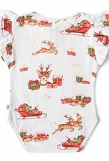 Snuggle Hunny Reindeer Short Sleeve Organic Bodysuit with Frill