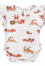 Snuggle Hunny Reindeer Short Sleeve Organic Bodysuit with Frill