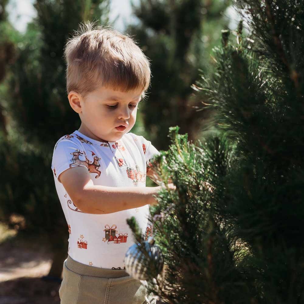 Snuggle Hunny Reindeer Short Sleeve Organic Bodysuit