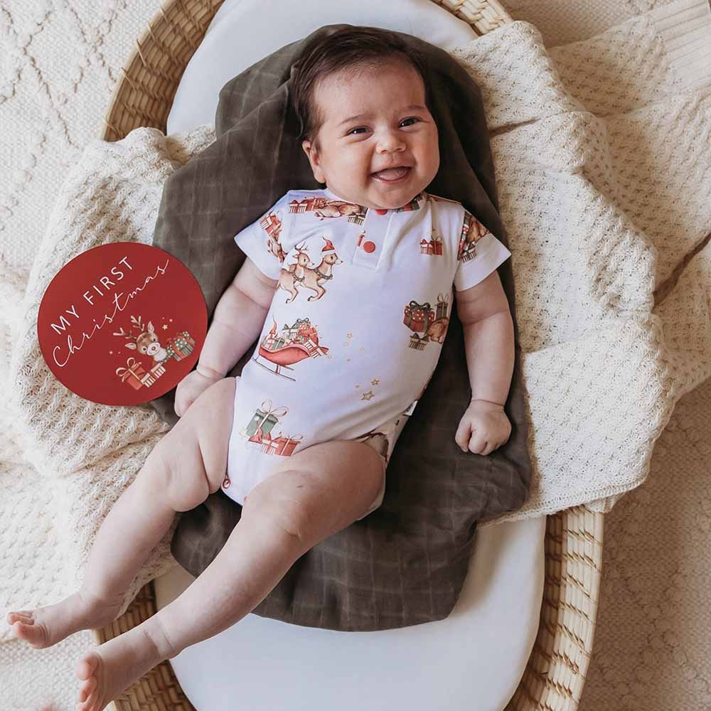 Snuggle Hunny Reindeer Short Sleeve Organic Bodysuit