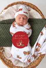 Snuggle Hunny Kids Snuggle Hunny Reindeer Organic Jersey Wrap & Beanie Set + Milestone Card